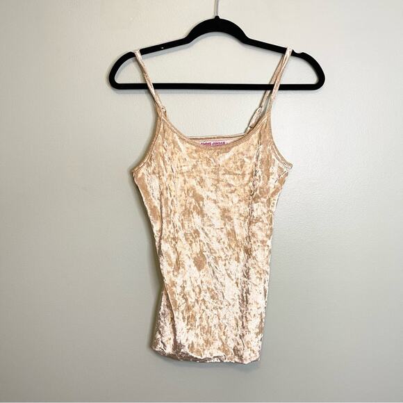 Emme Jordan Gold Crushed Velvet Spaghetti Camisole Size Large - Picture 1 of 10
